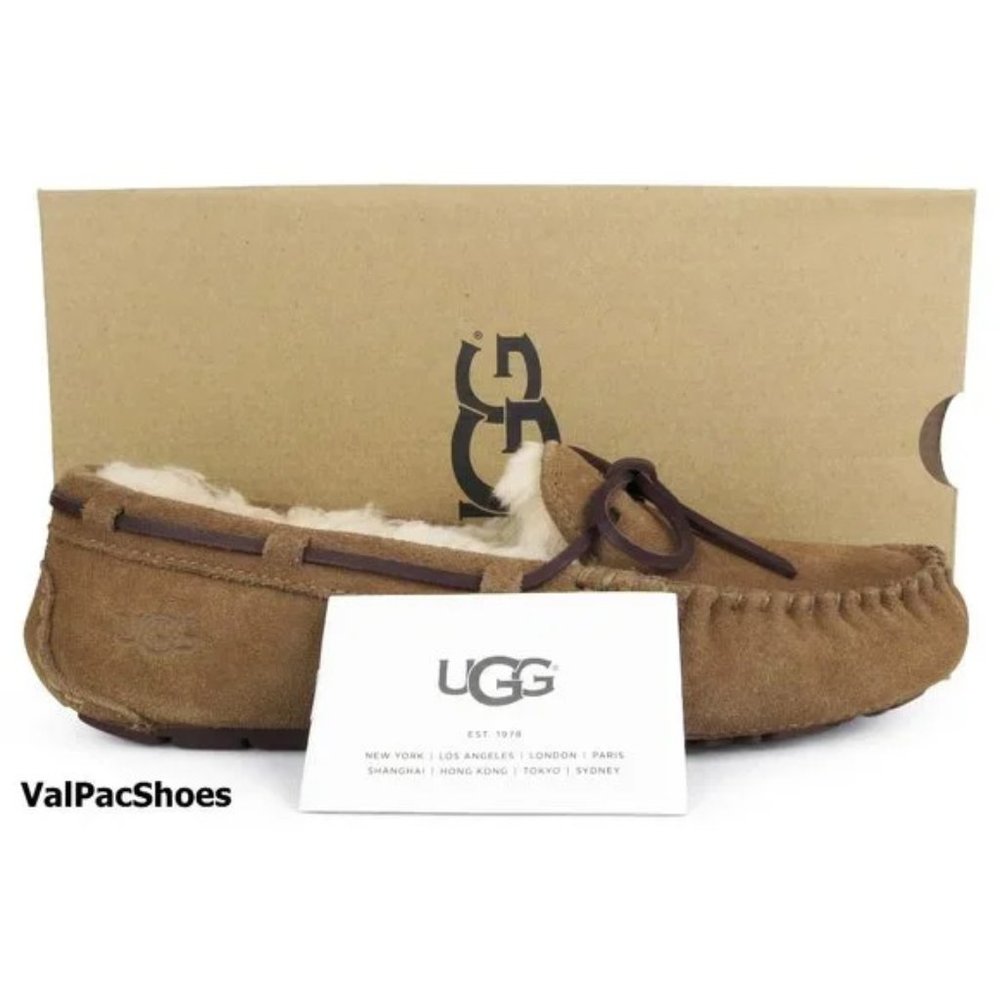 UGG Daktoa Chestnut Suede Fur Slippers Size 8 NEW